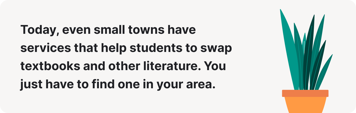 Incluso las ciudades pequeñas tienen servicios que ayudan a los estudiantes a intercambiar libros de texto.