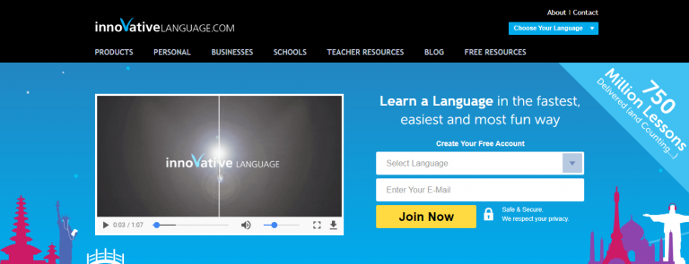 Captura de pantalla del sitio web InnovativeLanguage.com
