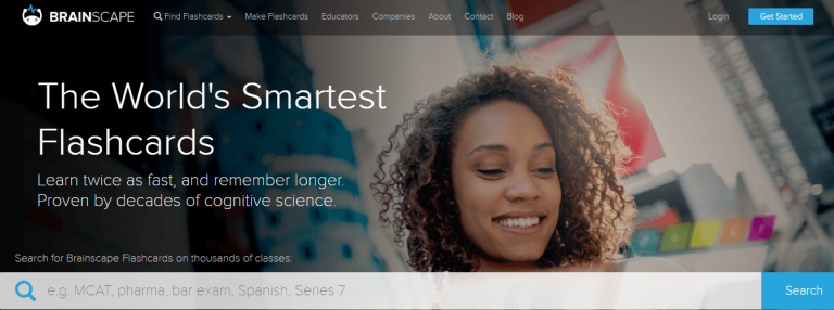 Captura de pantalla del sitio web Brain Scape