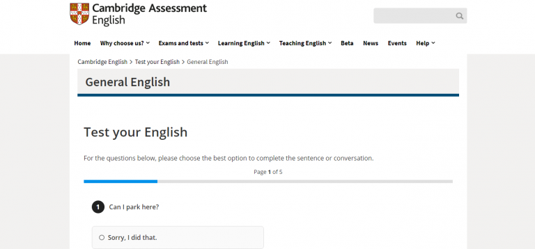 Examen de inglés general de Cambridge Assessment