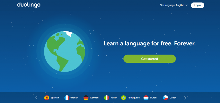 Sitio web de Duo Lingo