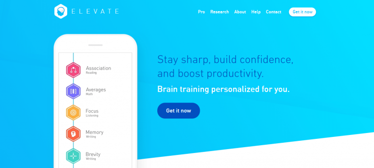 Captura de pantalla del sitio web de Elevate