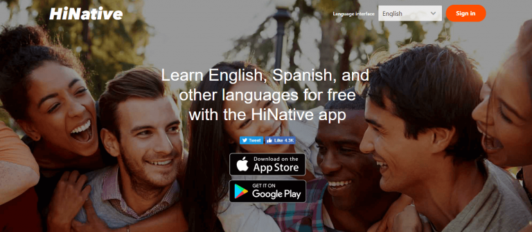 Captura de pantalla del sitio web Hinative
