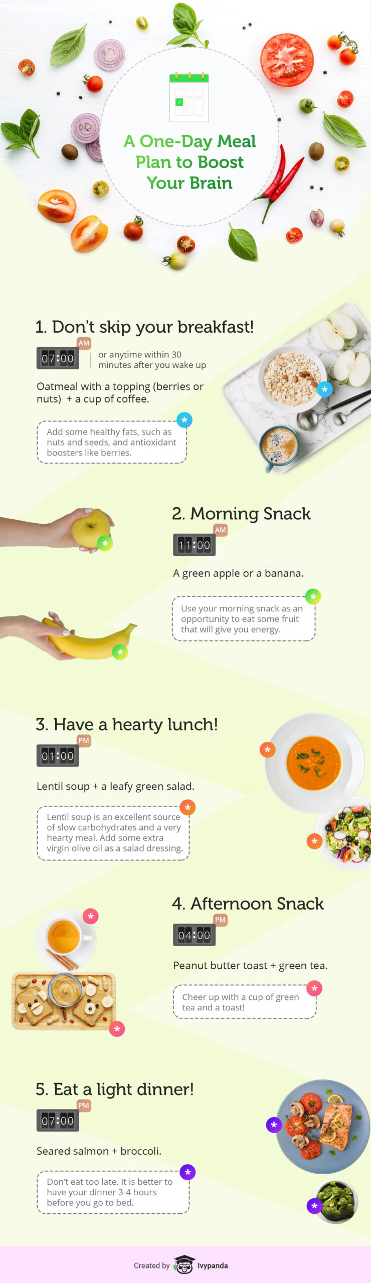 Un plan de alimentación de día completo diseñado para estimular la función cerebral, mejorar la memoria y reducir el estrés.